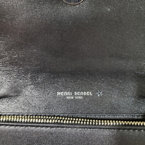 HENRI BENDEL Girls Nightout Embellished Bling Black Leather Chain Clutch - Picture 9 of 15